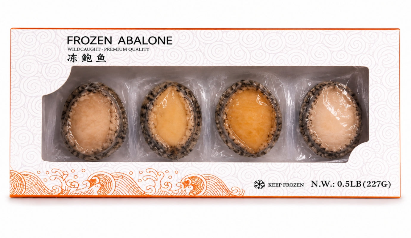 Premium Frozen Cooked Abalone in Shell (2-10 Packs,8oz Each Pack)