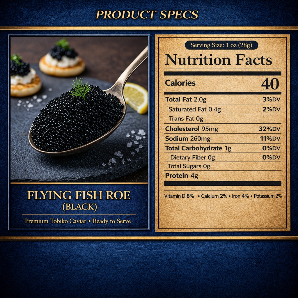 Black Tobiko Flying Fish Roe (1.1 lb Pack)