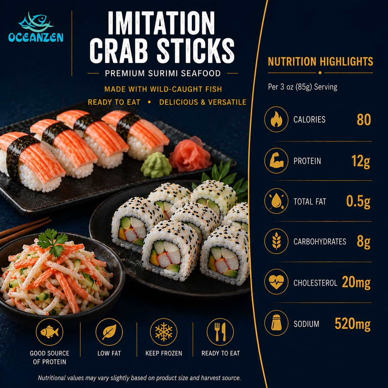 Kanikama Imitation Crab Sticks (1.1 lb Each Pack)