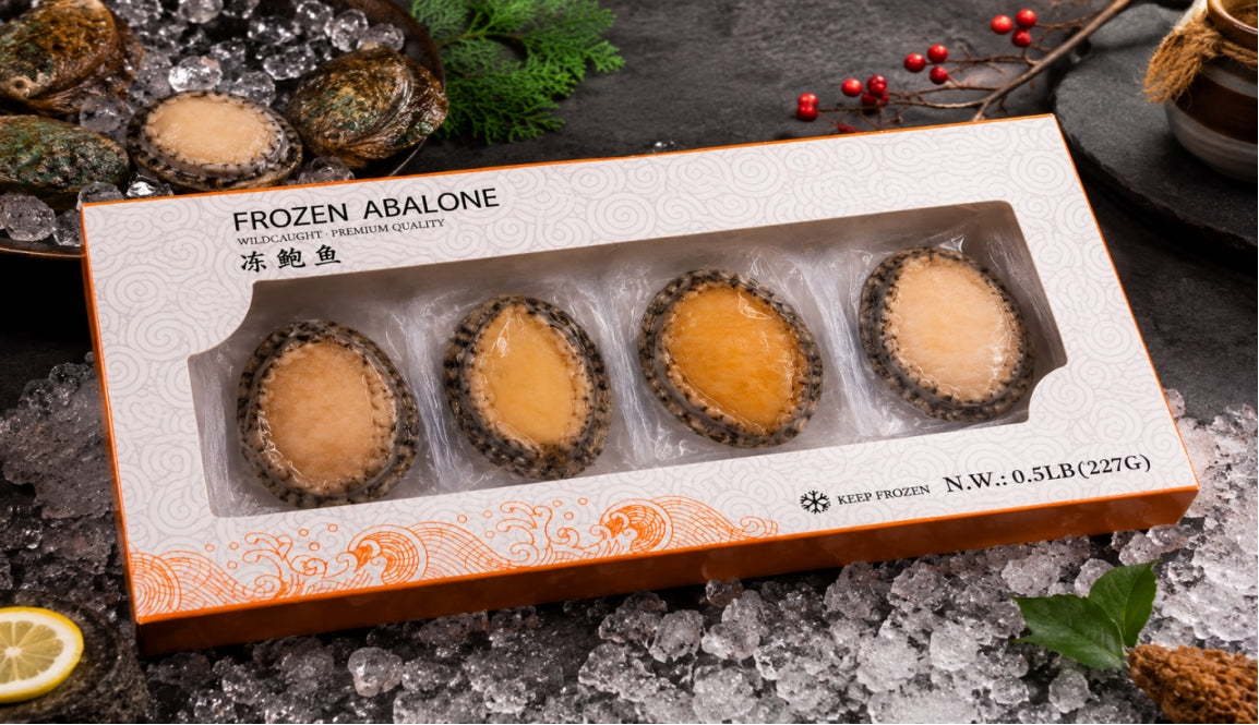 Premium Frozen Cooked Abalone in Shell  (2-10 Packs,8oz Each Pack)