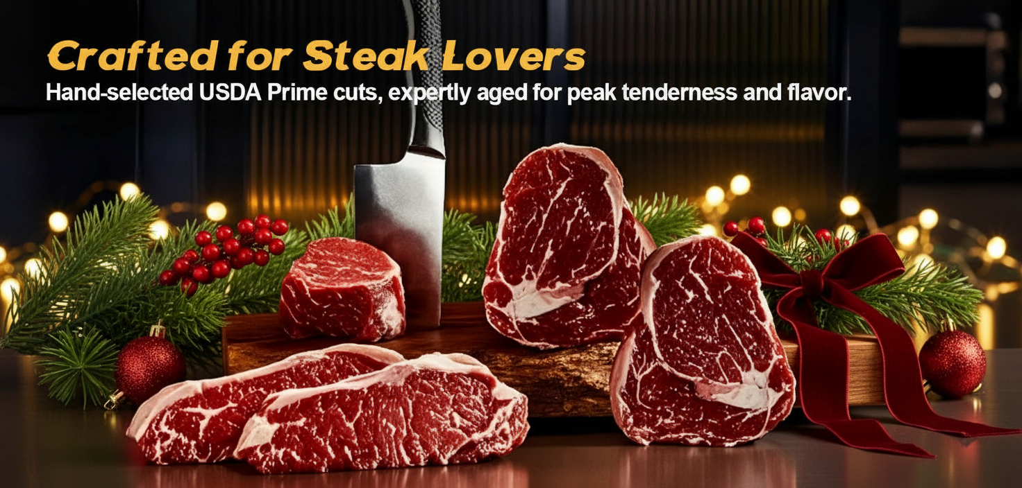 圣诞氛围牛排图片