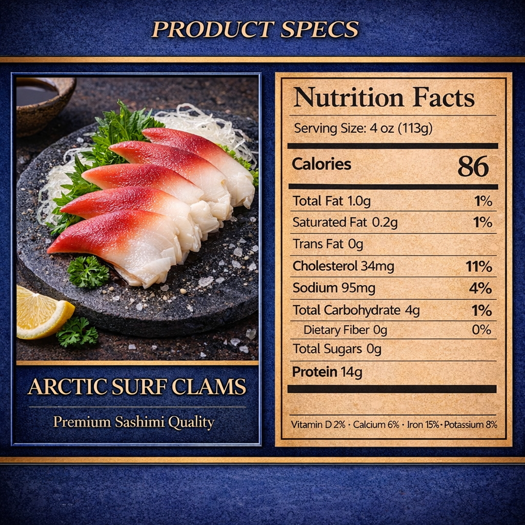 Arctic Surf Clam Meat (2.2 lb Each Pack)