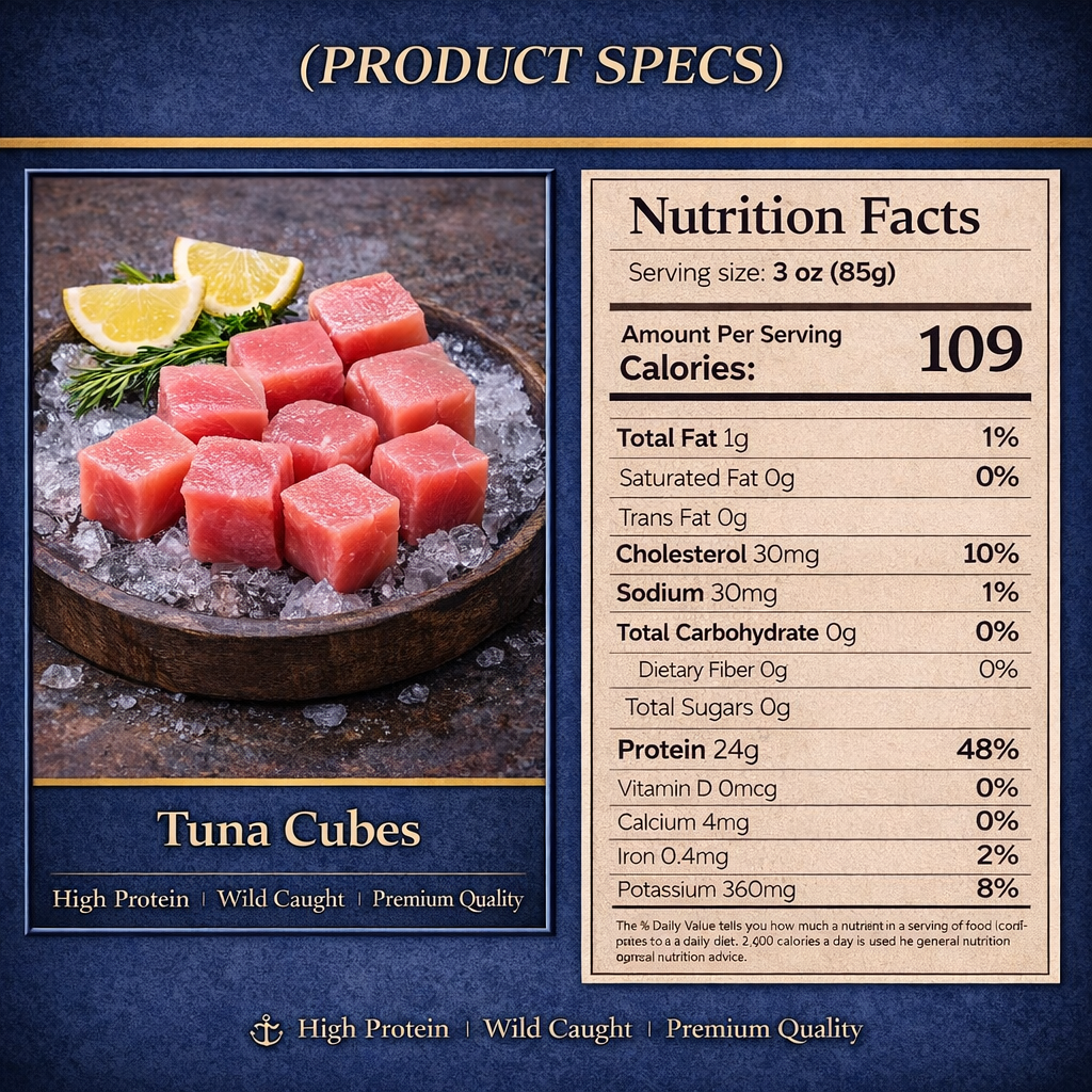 Tuna Cubes  (4-8 Packs, 1 lb Each)